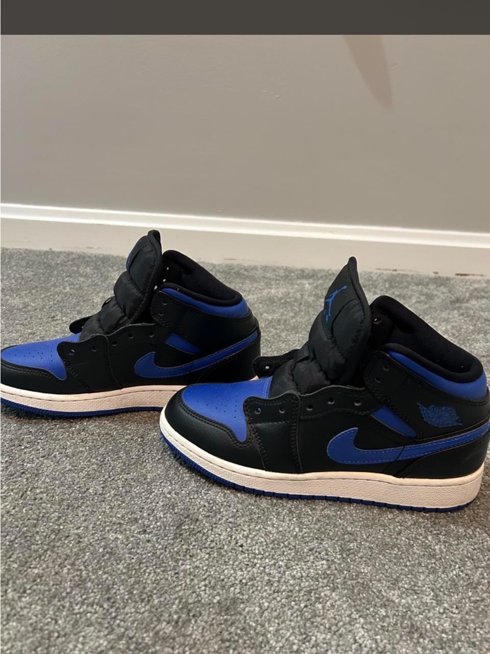 Kids Black & Royal Blue High-Top Sneakers
